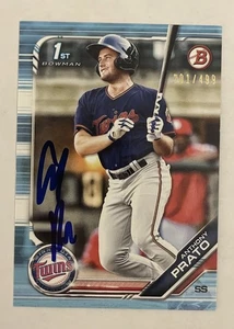 Anthony Prato Signed 2019 Bowman Draft 1st RC Sky Blue Parallel /499 IP AUTO - Picture 1 of 2