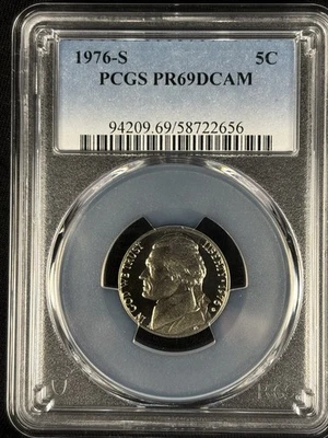 1976-S 5C Jefferson Nickel Graded PCGS PR69DCAM Coin - Image 1 of 4
