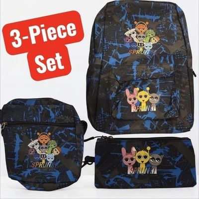 3pcs Game Sprunki Backpack Set for Kids – Anime Schoolbag Gift Boys Girls - Image 1 of 4