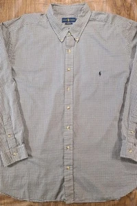 Ralph Lauren Shirt Mens 3XL Oxford Black/White Gingham Check Pony Dress Long Sl - Picture 1 of 6