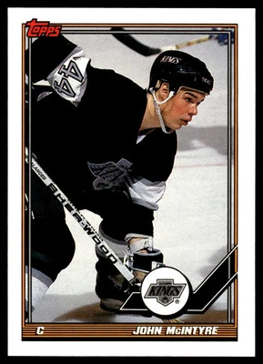 1991-92 Topps #37 John McIntyre Los Angeles Kings Hockey Card - Image 1 of 2