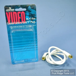 Câble vidéo coaxial blanc 3 pieds Leviton C5851-3GW avec extrémités de prise dorées type F RG59 - Photo 1/6