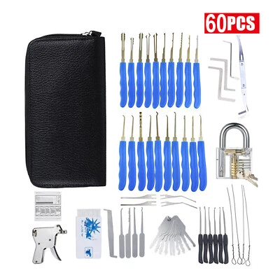 60tlg Schloss Knacken Werkzeug Schlüssel Entferner Kit Übung Reparatur Auto - Bild 1 von 4