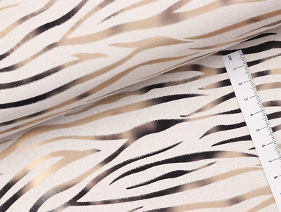 SCUBA Suede Bekleidungsstoff Stoff Zebra Print Folie ROSÉ GOLD NATUR 18,98/m - Bild 1 von 3