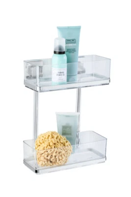 WENKO Bad Dusche Regal Wand Korb Hängen Ablagen ohne bohren 2 Etagen Quadro WC - Bild 1 von 4