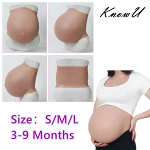 KnowU Pregnant Belly Silicone 3-9 Months Fake Belly Cosplay Transgender S/M/L - Picture 1 of 14