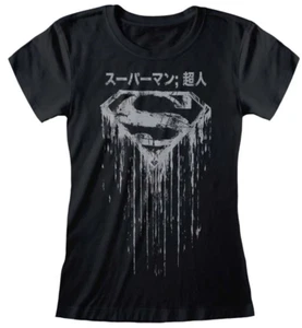 Superman Japanese Logo Damen T-Shirt DC Comics Damen Schwarz Neu XL XXL - Bild 1 von 2