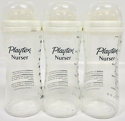 3 Playtex 8-10oz Nurser Drop-In Baby Bottles W/ Silicone Nipples New NO BAGS • 12.99$