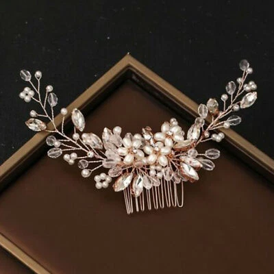 Handmade Flower Crystal Pearl Bridal Head Pieces Hair Clip Accessories - Image 1 of 4