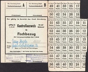 Kontrolausweis für Fischbezug - 1947 - Germany / Nuremberg  -"N67" - Picture 1 of 3