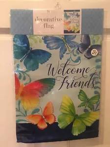 Welcome Friends Garden Flag, Butterflies, colorful 12 x 18 - Picture 1 of 1