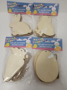 Easter Color Your Own Wood Ornaments 8 pieces - Bunny Rabbit, Chick, Carrot, Egg - Picture 1 of 17