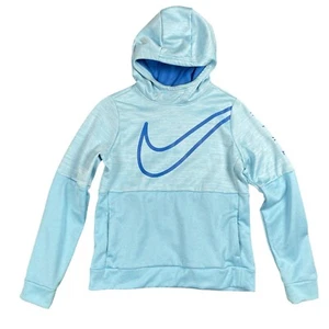 Nike Girls Hoodie XL Blue Therma Dri Fit Training Pull Over Sweatshirt Warm Soft - Picture 1 of 13
