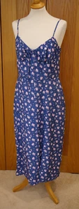 Shein Floral dress Large blue mix straps zip in back Long 100% polyester - Picture 1 of 16