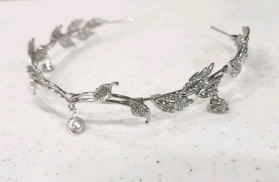 Elf Fairy Tiara Festival Medieval Renaissance Leaf Headdress Crown Silver Toned - Image 1 of 4