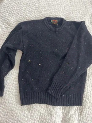 Boston Traders  Vintage Mens Sz L Black Colorful Wool Grandpa Sweater - Image 1 of 4