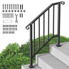 Uimoso 2-3 Step Handrails Outdoor Stair Railing for Porch Deck Black Retro Arch
