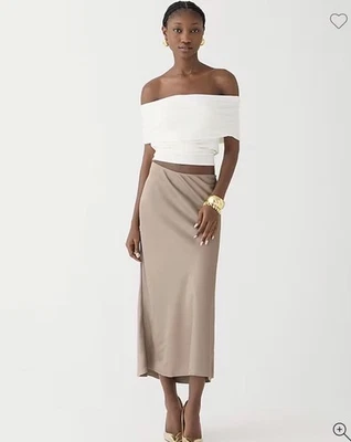 Falda midi sin cordones J Crew Gwyneth satinada cálida roca pull-on para mujer talla mediana Foto 1 de 4