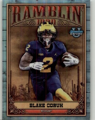 2023 Bowman University Chrome Blake Corum Ramblin' Man #RM-8 Michigan Wolverines - Image 1 of 2