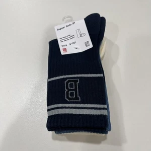 Uniqlo Regular Socks | 3 Pairs Blue Kids 8-12Y - Picture 1 of 4