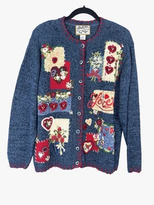 Cárdigan bordado vintage de San Valentín grande reliquia abuela cottagecore nuevo con etiquetas - Imagen 1 de 11