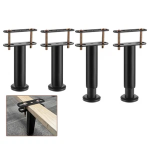 4 Set 10.24 Inch Total Height Adjustable Metal Bed Frame Center Support Legs - Picture 1 of 7