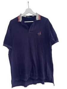 Vintage 90s Polo Ralph Lauren Flag Crest Navy Blue Polo Shirt L Made in USA-E29 - Picture 1 of 5