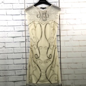 New Look Dress Great Gatsby Sequin Beige Bodycon Mini Size 12 New with Tags - Picture 1 of 2