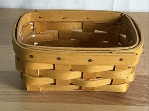 Cesta para tarjetas de visita Longaberger 1998 con protector 4,75 x 3,25 x 2,25 - Imagen 1 de 8