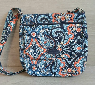 Auténtico Bolso de Mano Vera Bradley Mailbag en Azul Naranja Paisley Floral Bolso de Mano Foto 1 de 4