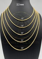 Square Wheat Chain Unisex Diamond Cut Necklace 1.75-4.5mm 10K-14K Genuine Gold