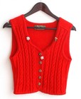 Damen Trachten Weste Strick rot m. Zopfmuster ca. Gr. 36 v. Kitz-pichler