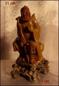 Chine Ancienne vers 1880 Statue d'une Divinité Pierre Sculptée Chinoise XIXe - Picture 1 of 10