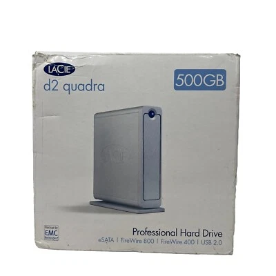 NEW Open Box LaCie d2 Quadra Hard Disk 500GB eSATA/FireWire800/400/USB 2.0 - Image 1 of 4