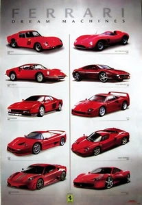 PÓSTER FERRARI "MÁQUINAS DE ENSUEÑO": Testarossa, Berlinetta, Dino, Scuderia, Italia, Enzo - Imagen 1 de 1