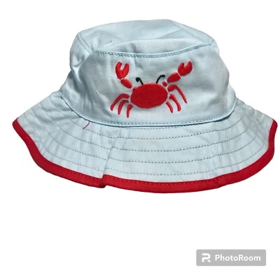 Gymboree младенца ясельного возраста ведро шляпа плавать солнце ободок синий красный краб морской жизни 12-24 mos - Изображение 1 из 4