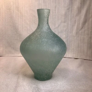 Green Crackle Glass Vase MCM - Picture 1 of 9