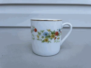 Vintage Antik LEFTON PORZELLAN 2034 DEMITASSE TASSE Orange Gelb Blumen Floral - Bild 1 von 3