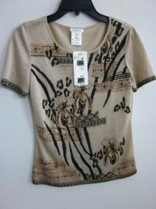 Pulóver floral Escada Brillo dorado manga corta talla 38 ES NUEVO con etiquetas Rt $600 - Imagen 1 de 11