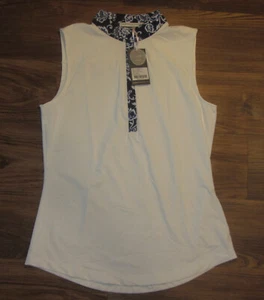 Fairway & Greene Tabby Women's Sleeveless Mock Polo Shirt, White, Size S, NEW - Picture 1 of 6