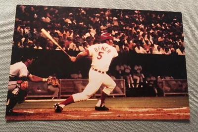 Rare Johnny Bench Cincinnati Reds. Riverfront Stadium Baseball Postcard Vintage - Image 1 of 2