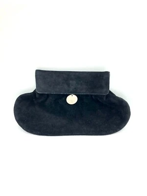 Mini bolso sin asas Helmut Lang vintage de archivo con logotipo de gamuza negra  Foto 1 de 4