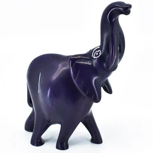 Escultura de elefante baúl púrpura piedra jabonera caravana artesanal tallada a mano en Kenia - Imagen 1 de 5