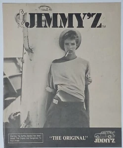 1980er JIMMYZ Kleidung Mode Lifestyle rauchendes Mädchen schwarz weiß Vintage Print Werbung - Bild 1 von 1