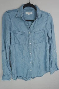 Harper Chambray Jeanshemd Damen XS helle Waschung Knopfleiste Langarm Casua - Bild 1 von 10