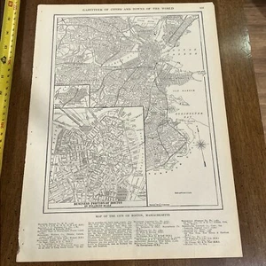 Antique 1914 Map Of City Of Boston Massachusetts 11x15 Inches - Picture 1 of 10