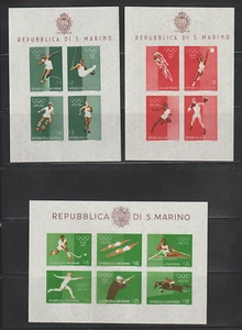 San Marino Scott 456-465, C111-114 MNH F-FVF 3 hojas imperfectas XVII Juegos Olímpicos - Imagen 1 de 2