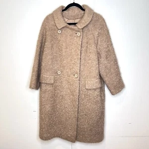 Vintage 1960's Boucle Wool Cuddle Coat New York Size Small 3/4 Sleeves Rare - Picture 1 of 6