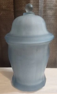 Vintage Indiana / Tiara Blue Frosted Satin Glass Paneled Apothecary Jar 10 " - Picture 1 of 6