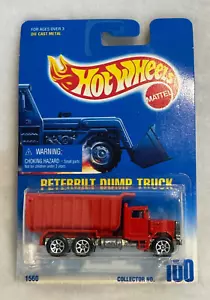 1991 Hot Wheels Blue/White Card Collector #100 PETERBILT DUMP TRUCK Red w/7 Sp - Picture 1 of 7